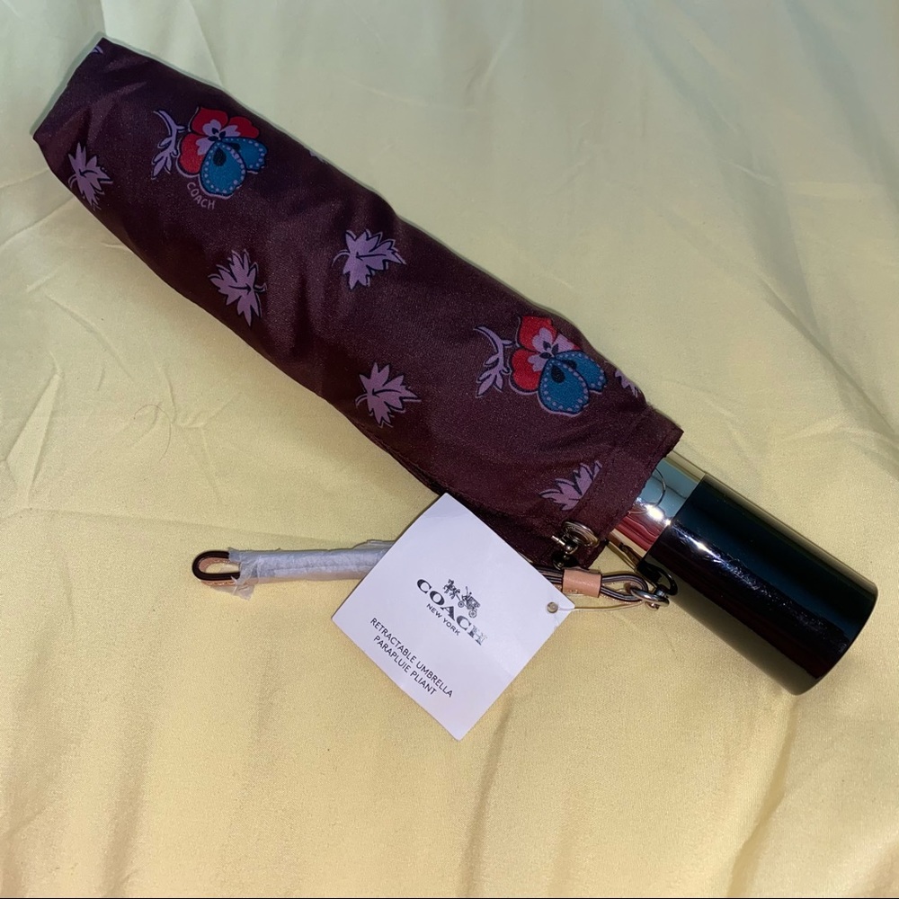 Brand New COACH Automatic Floral Printed Umbrella
